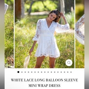 NWOT NBW Honeycloth White Lace Mini Wrap Dress